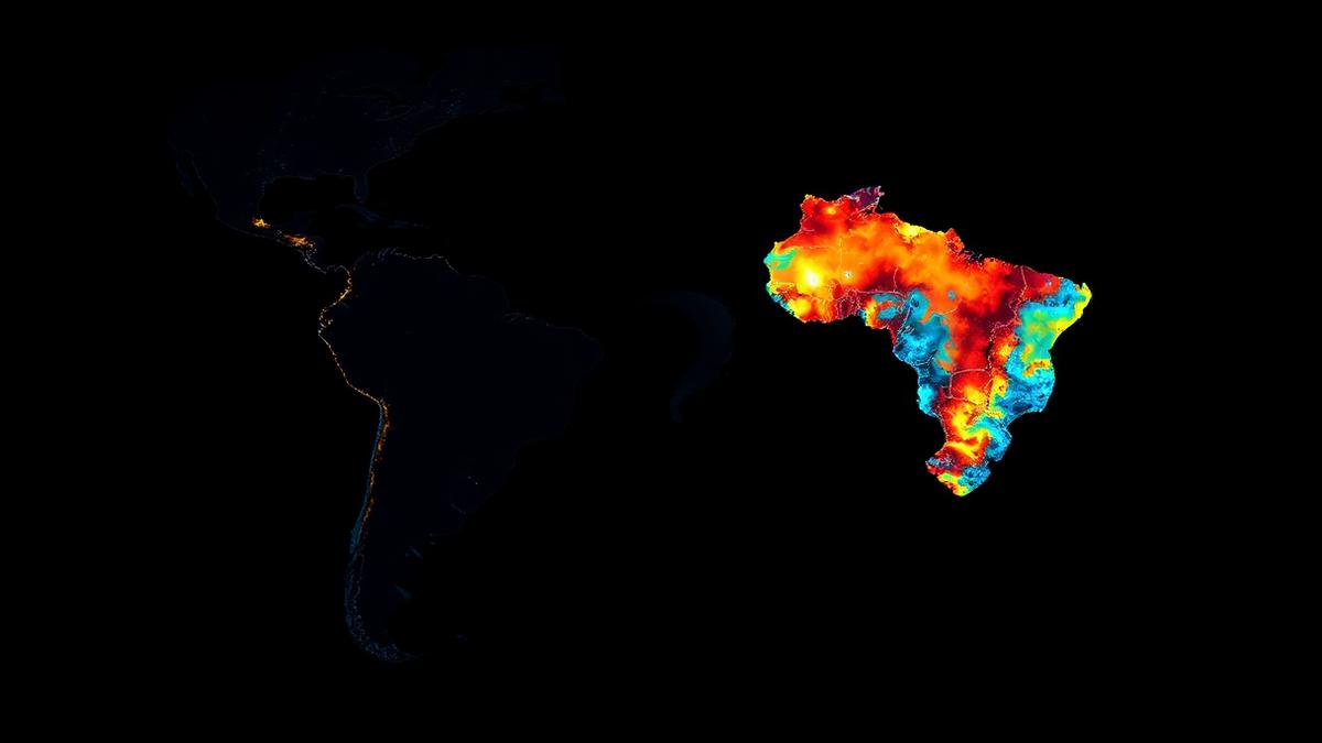 Mapa de anomalia de temperatura do oceano em tom escuro representando o El Niño